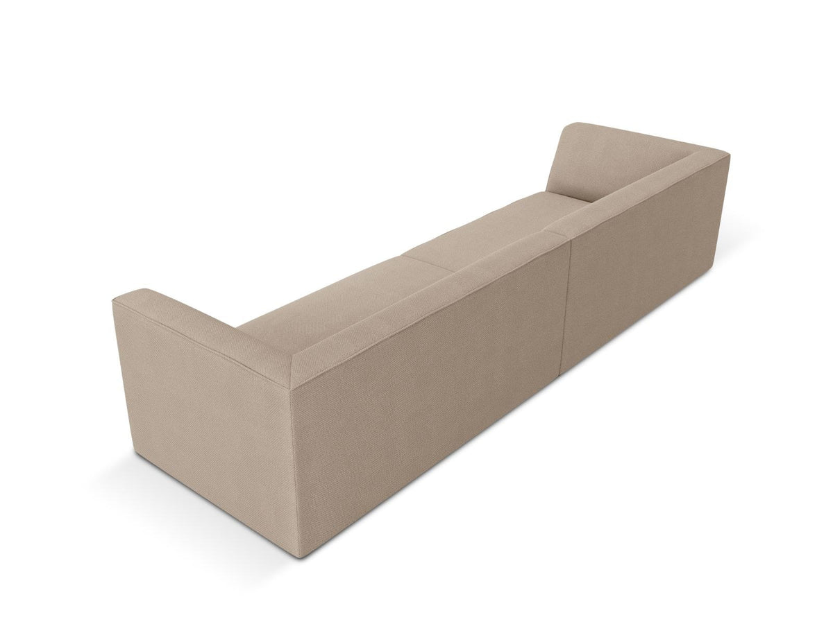 Beiges 4-Sitzer Sofa Siena mit strukturiertem Cordstoffbezug, Massivholzrahmen und schwarzen Kunststoffbeinen, moderne gerade Form.