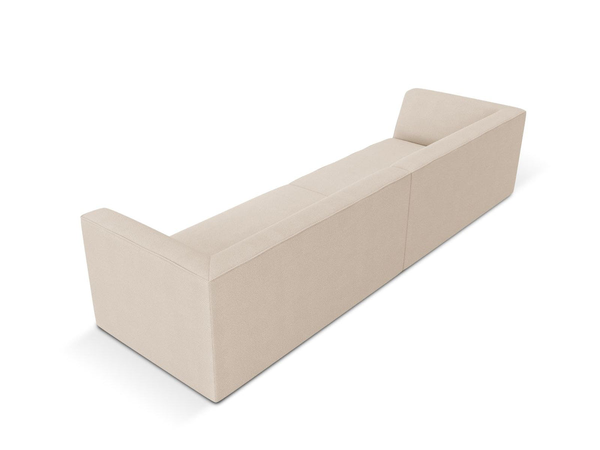 Beiges 4-Sitzer Sofa Siena mit strukturiertem Cordstoffbezug, Massivholzrahmen und schwarzen Kunststoffbeinen, moderne gerade Form.