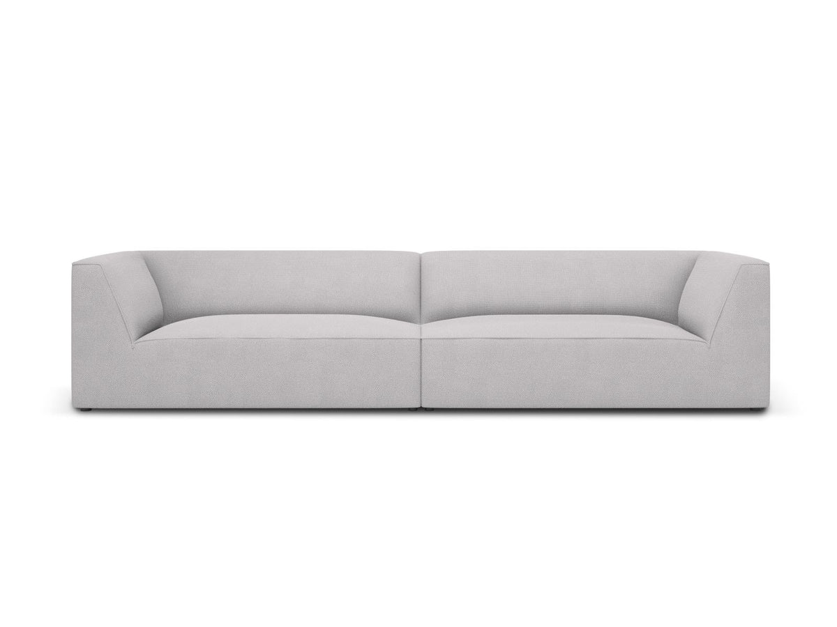 Beiges 4-Sitzer Sofa Siena mit strukturiertem Cordstoffbezug, Massivholzrahmen und schwarzen Kunststoffbeinen, moderne gerade Form.