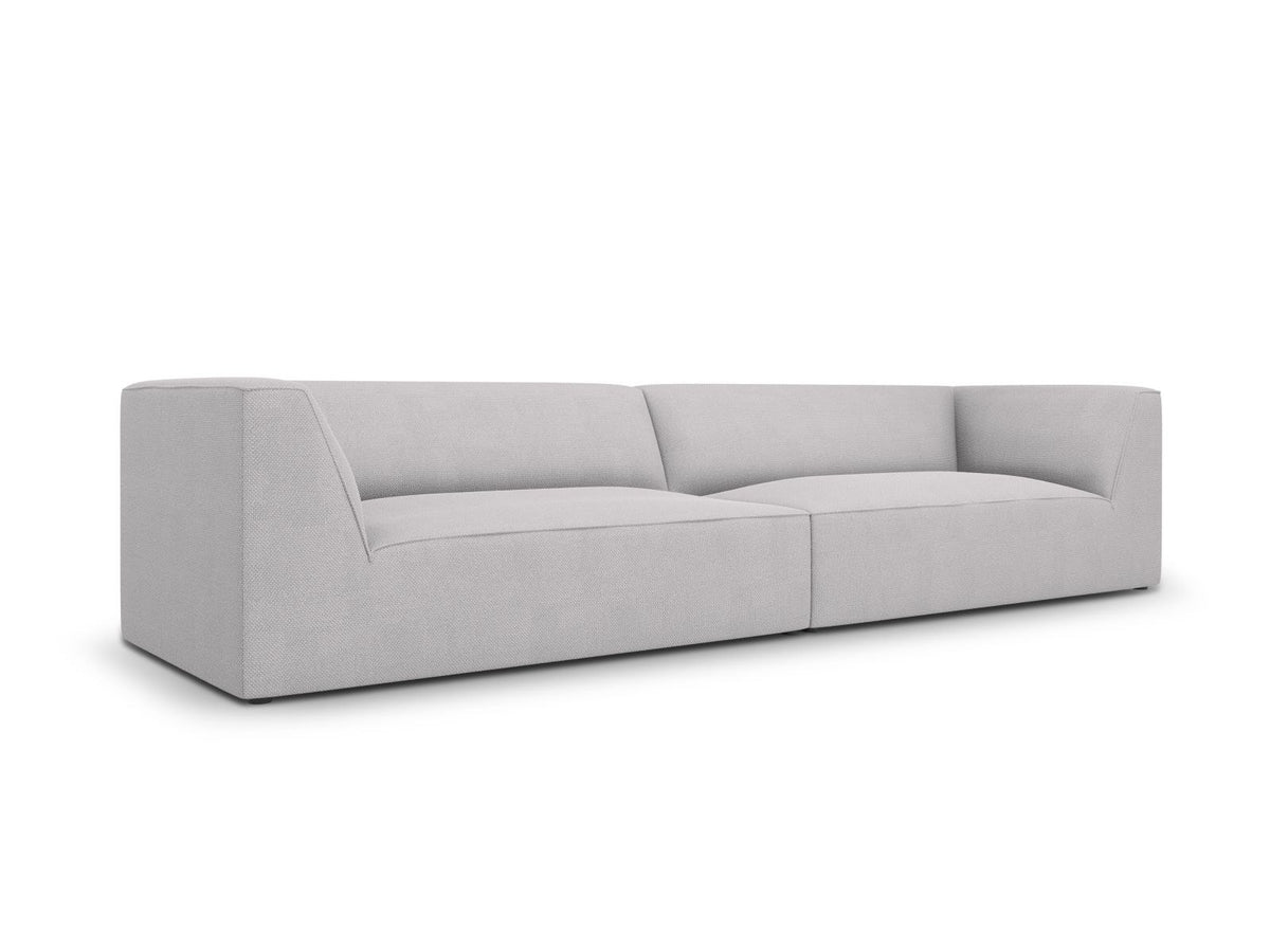 Beiges 4-Sitzer Sofa Siena mit strukturiertem Cordstoffbezug, Massivholzrahmen und schwarzen Kunststoffbeinen, moderne gerade Form.