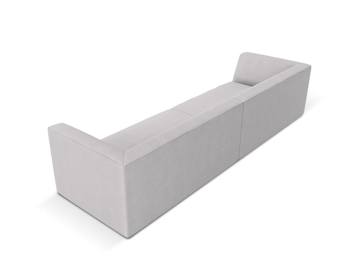 Beiges 4-Sitzer Sofa Siena mit strukturiertem Cordstoffbezug, Massivholzrahmen und schwarzen Kunststoffbeinen, moderne gerade Form.