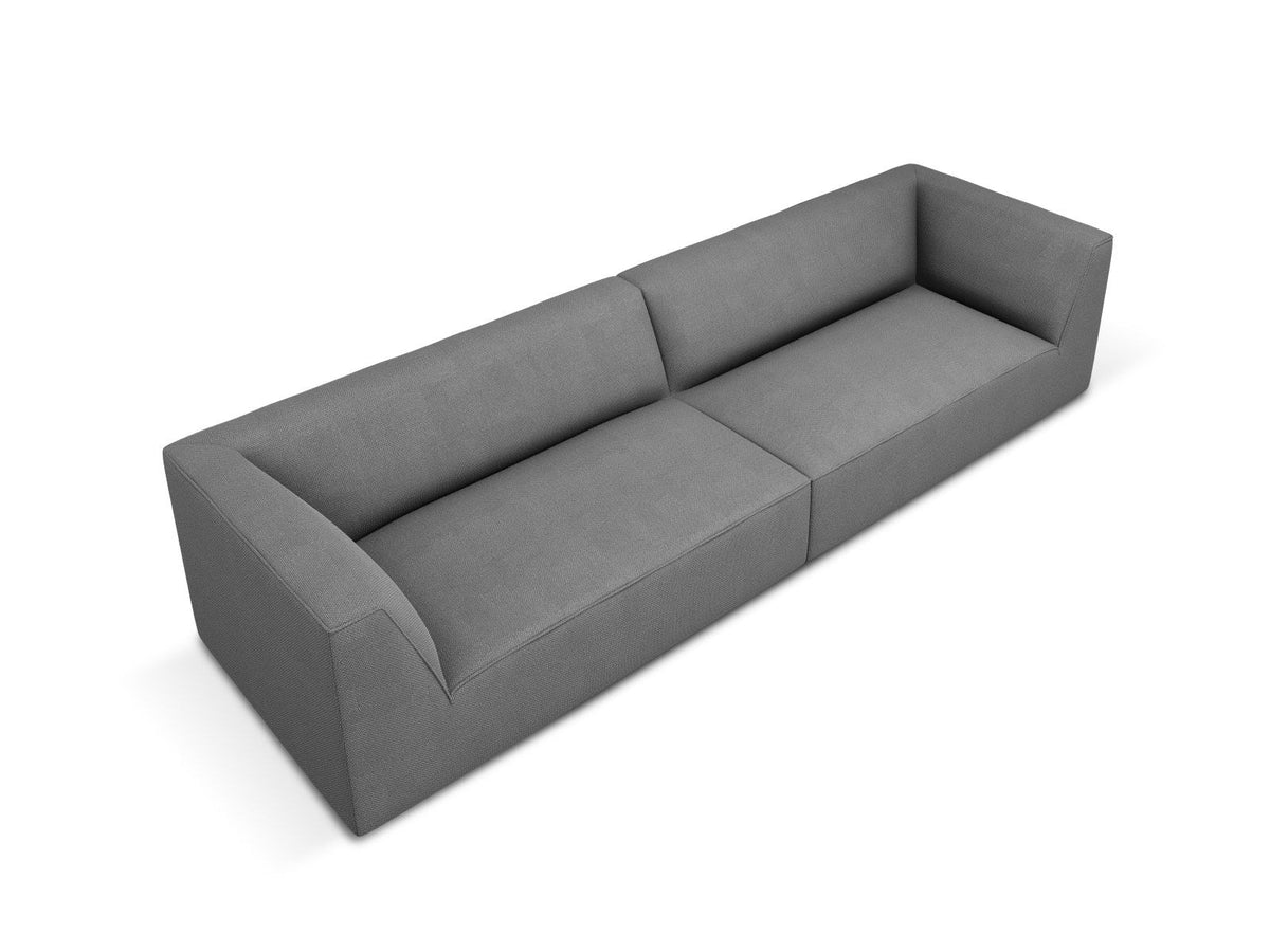 Beiges 4-Sitzer Sofa Siena mit strukturiertem Cordstoffbezug, Massivholzrahmen und schwarzen Kunststoffbeinen, moderne gerade Form.
