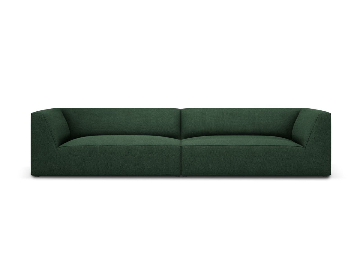 Beiges 4-Sitzer Sofa Siena mit strukturiertem Cordstoffbezug, Massivholzrahmen und schwarzen Kunststoffbeinen, moderne gerade Form.