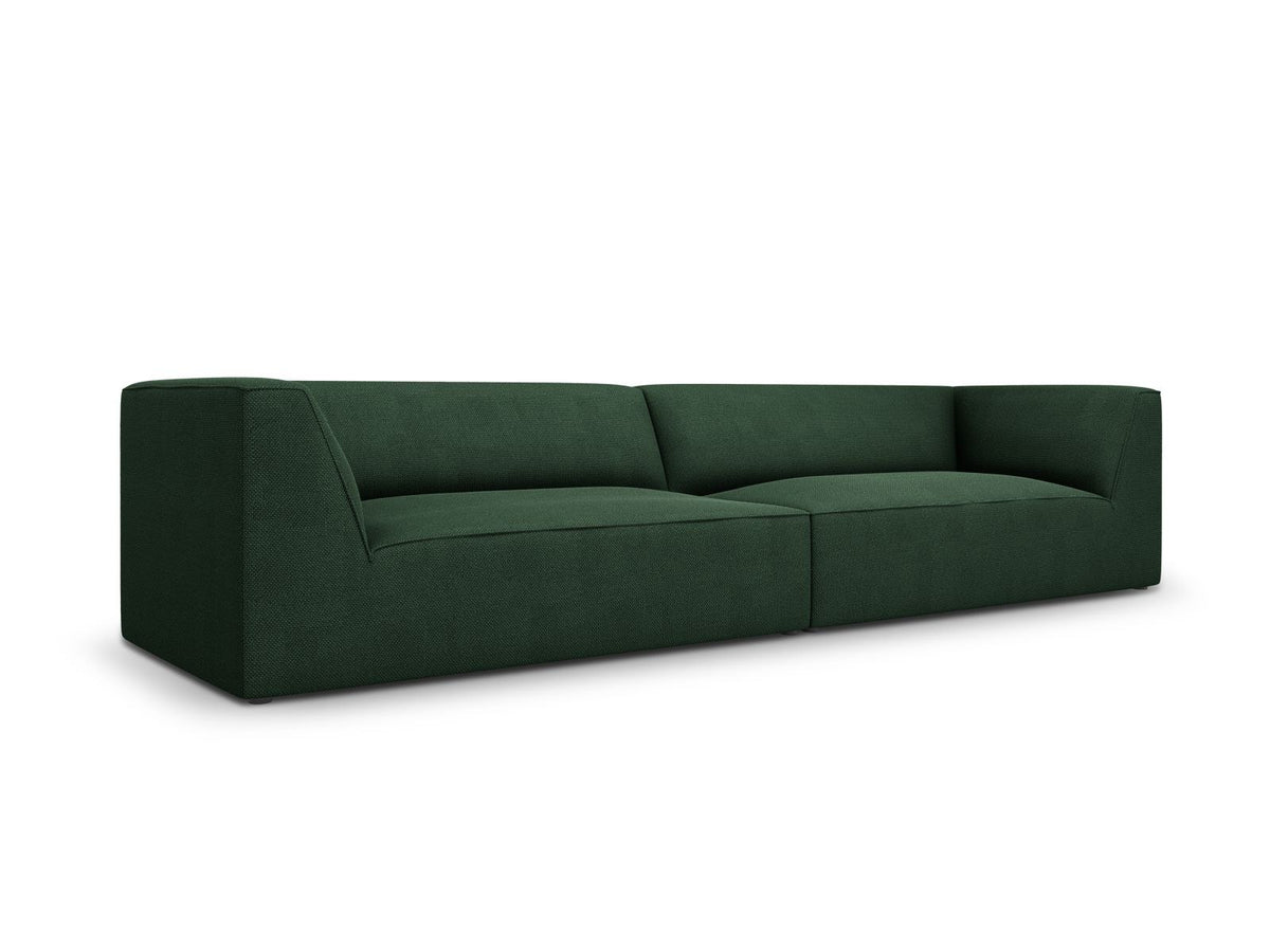 Beiges 4-Sitzer Sofa Siena mit strukturiertem Cordstoffbezug, Massivholzrahmen und schwarzen Kunststoffbeinen, moderne gerade Form.