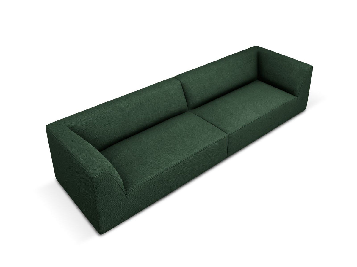 Beiges 4-Sitzer Sofa Siena mit strukturiertem Cordstoffbezug, Massivholzrahmen und schwarzen Kunststoffbeinen, moderne gerade Form.