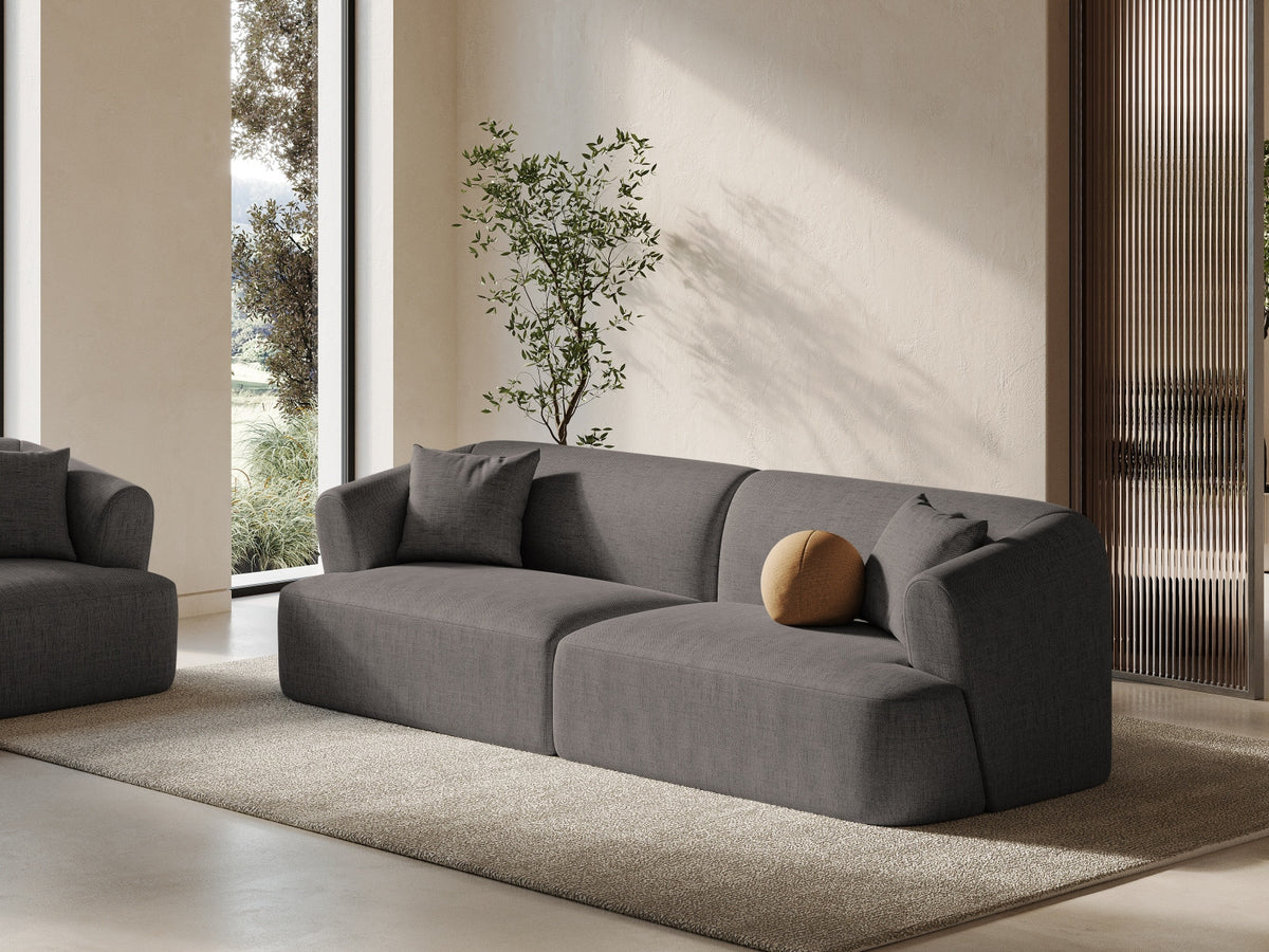 4er Sofa Campi von Cosmopolitan Design mit Stoffbezug und niedrigen schwarzen Beinen