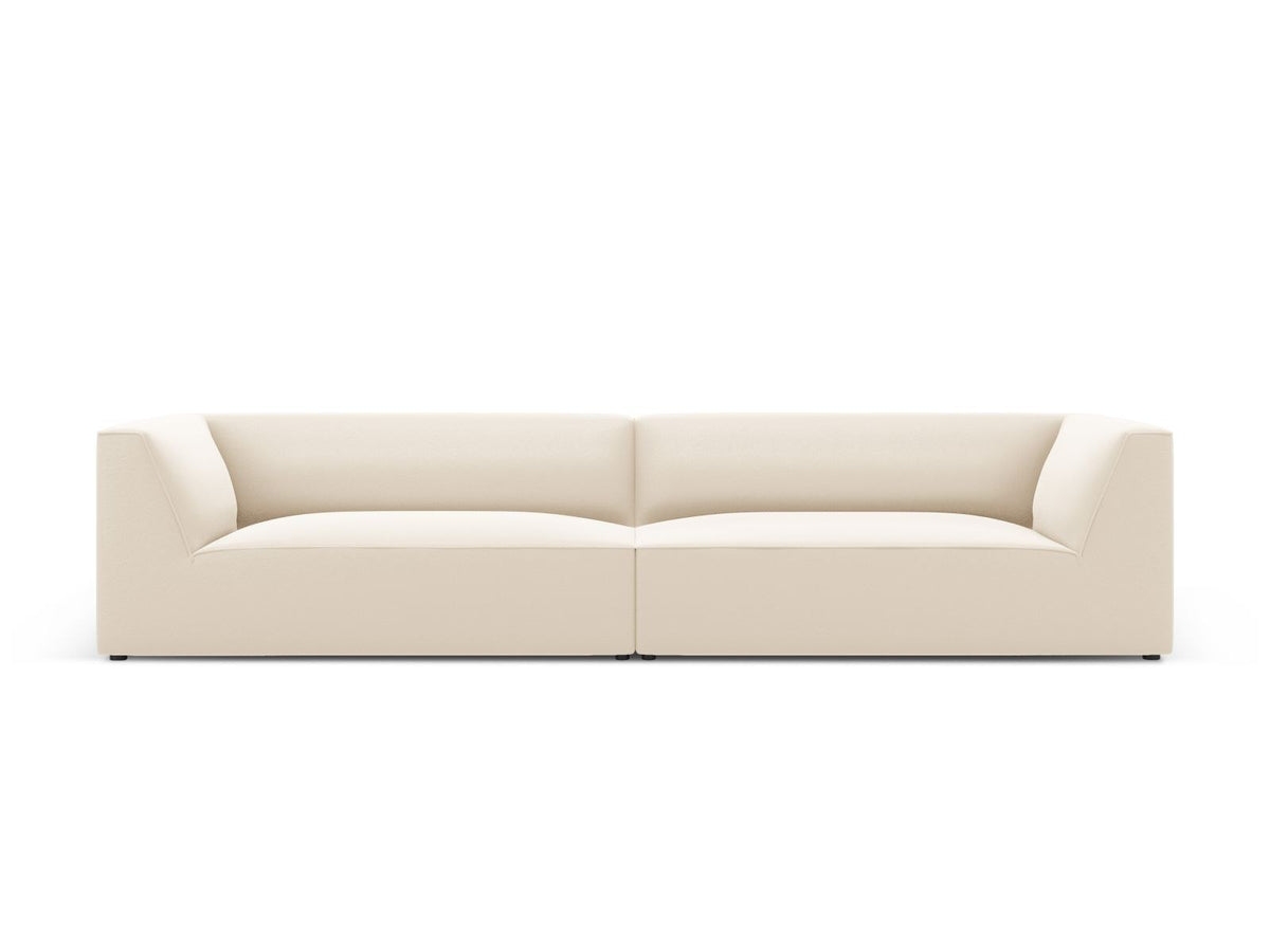 Modulsofa Siena in Light Beige-Pacifico Kunstleder, 4-Sitzer mit schwarzen Kunststoffbeinen, Masse 302x93x69 cm.