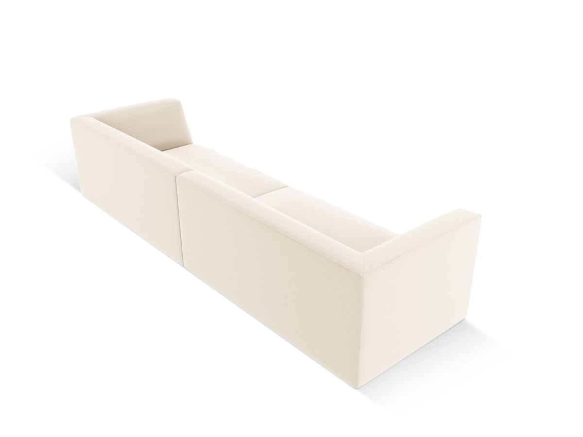 Modulsofa Siena in Light Beige-Pacifico Kunstleder, 4-Sitzer mit schwarzen Kunststoffbeinen, Masse 302x93x69 cm.