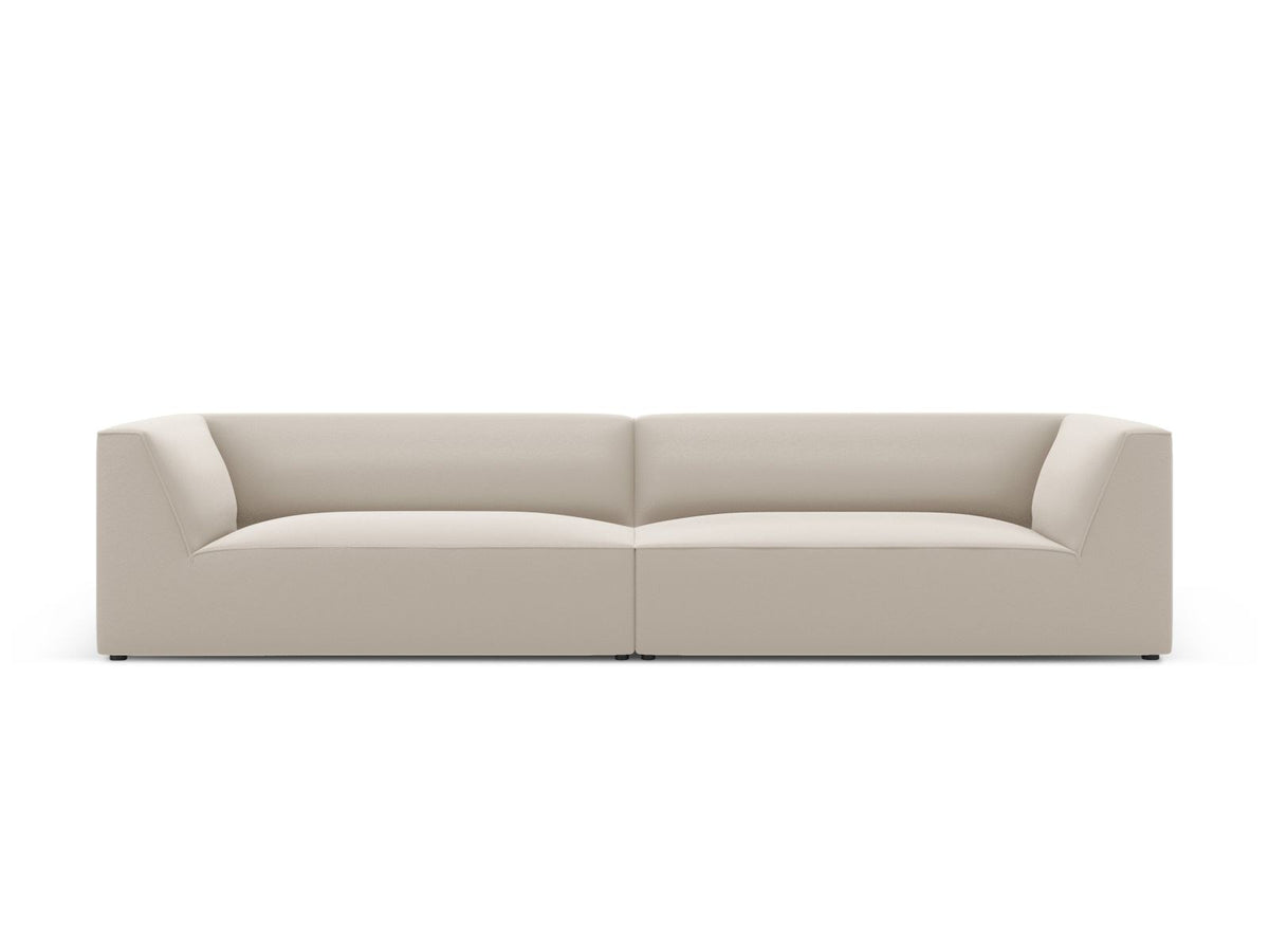Modulsofa Siena in Light Beige-Pacifico Kunstleder, 4-Sitzer mit schwarzen Kunststoffbeinen, Masse 302x93x69 cm.