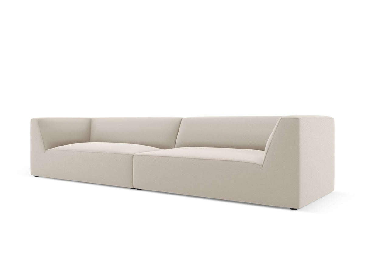 Modulsofa Siena in Light Beige-Pacifico Kunstleder, 4-Sitzer mit schwarzen Kunststoffbeinen, Masse 302x93x69 cm.