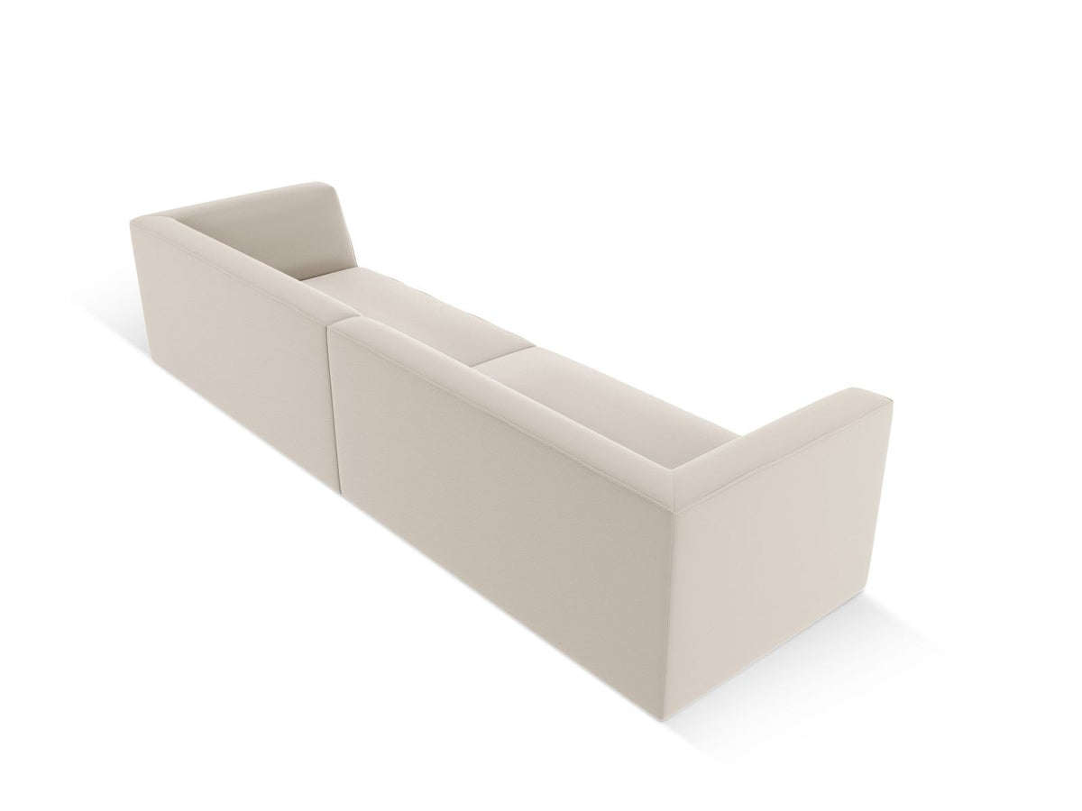 Modulsofa Siena in Light Beige-Pacifico Kunstleder, 4-Sitzer mit schwarzen Kunststoffbeinen, Masse 302x93x69 cm.