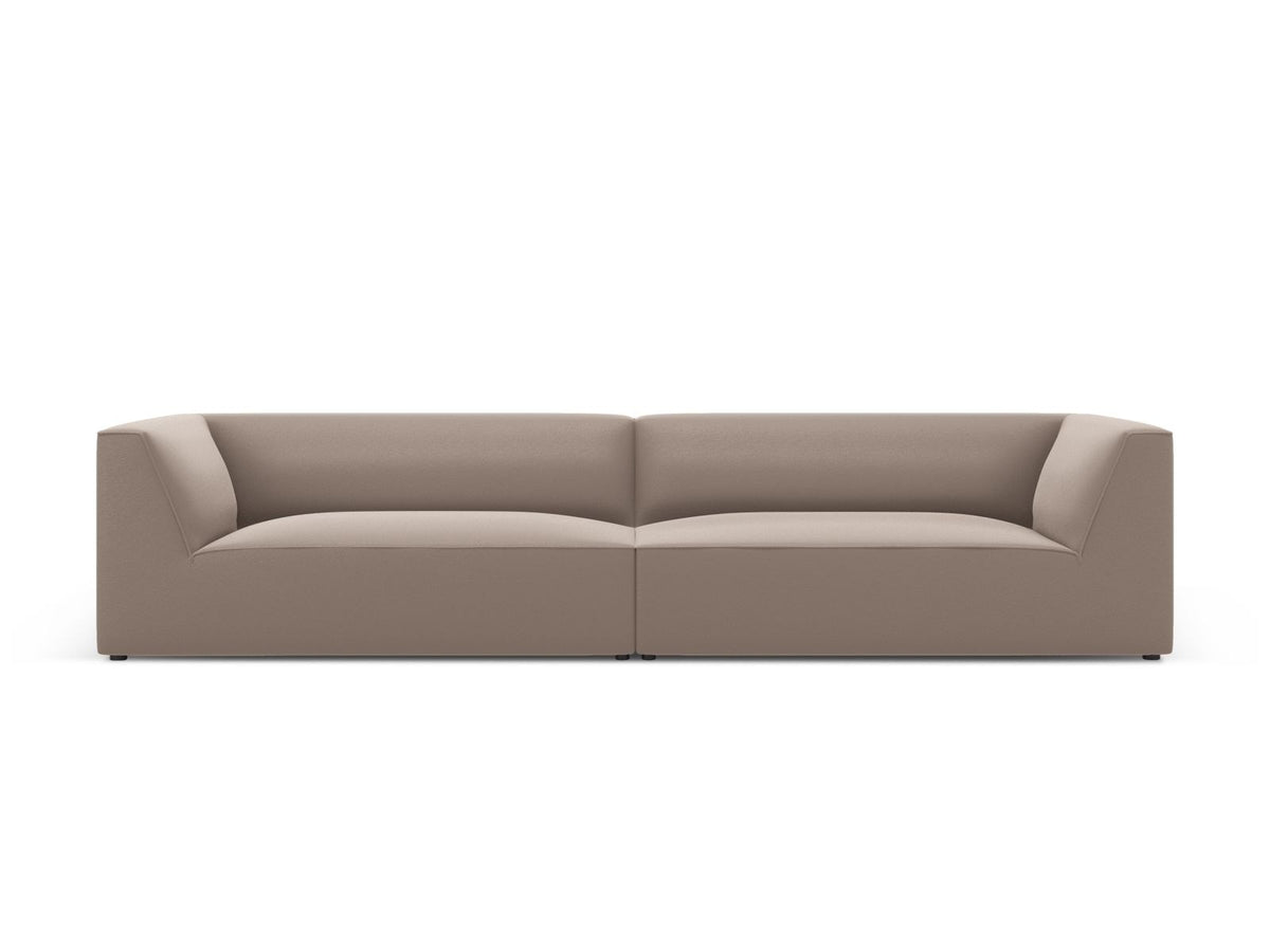 Modulsofa Siena in Light Beige-Pacifico Kunstleder, 4-Sitzer mit schwarzen Kunststoffbeinen, Masse 302x93x69 cm.