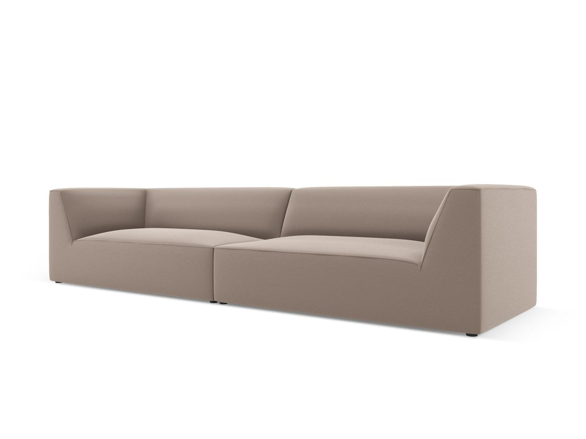 Modulsofa Siena in Light Beige-Pacifico Kunstleder, 4-Sitzer mit schwarzen Kunststoffbeinen, Masse 302x93x69 cm.
