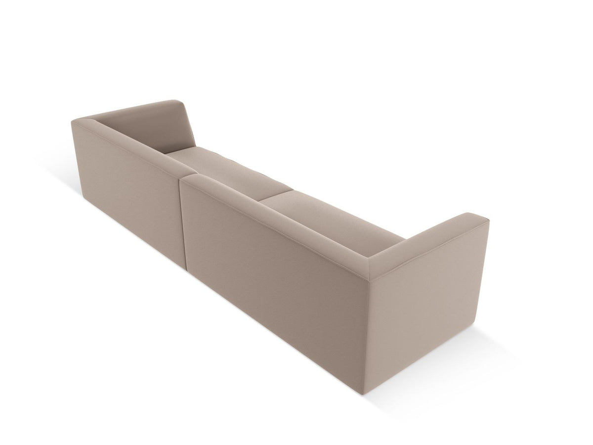 Modulsofa Siena in Light Beige-Pacifico Kunstleder, 4-Sitzer mit schwarzen Kunststoffbeinen, Masse 302x93x69 cm.