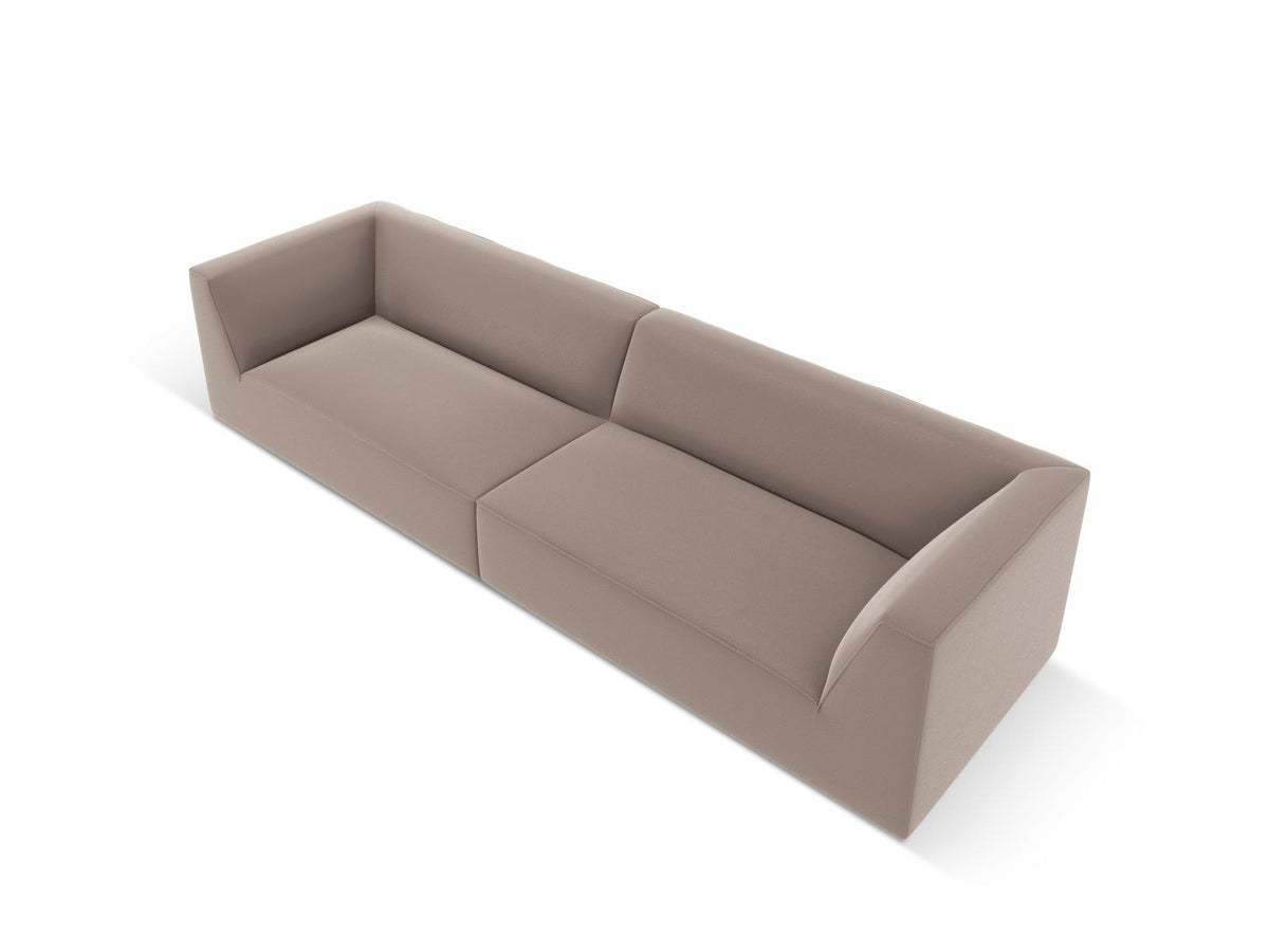 Modulsofa Siena in Light Beige-Pacifico Kunstleder, 4-Sitzer mit schwarzen Kunststoffbeinen, Masse 302x93x69 cm.
