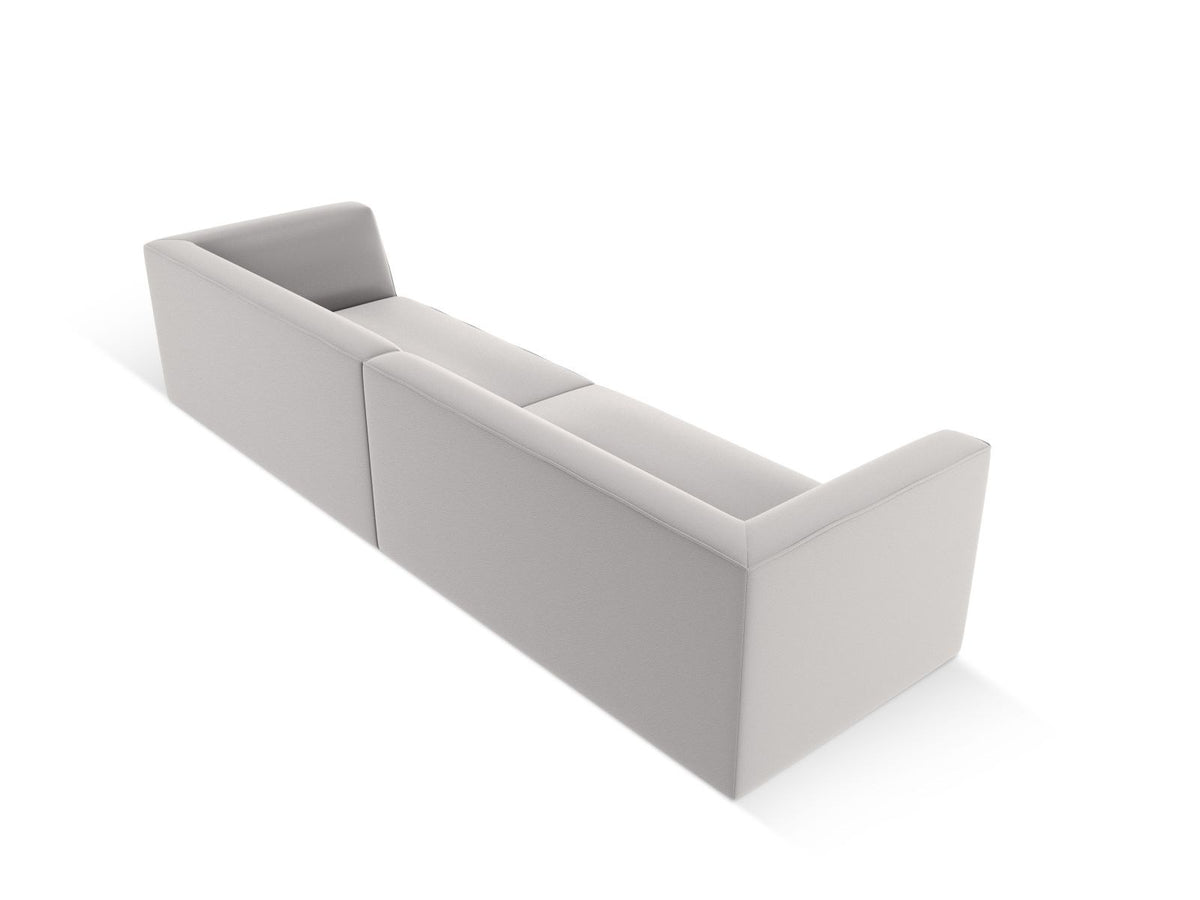 Modulsofa Siena in Light Beige-Pacifico Kunstleder, 4-Sitzer mit schwarzen Kunststoffbeinen, Masse 302x93x69 cm.