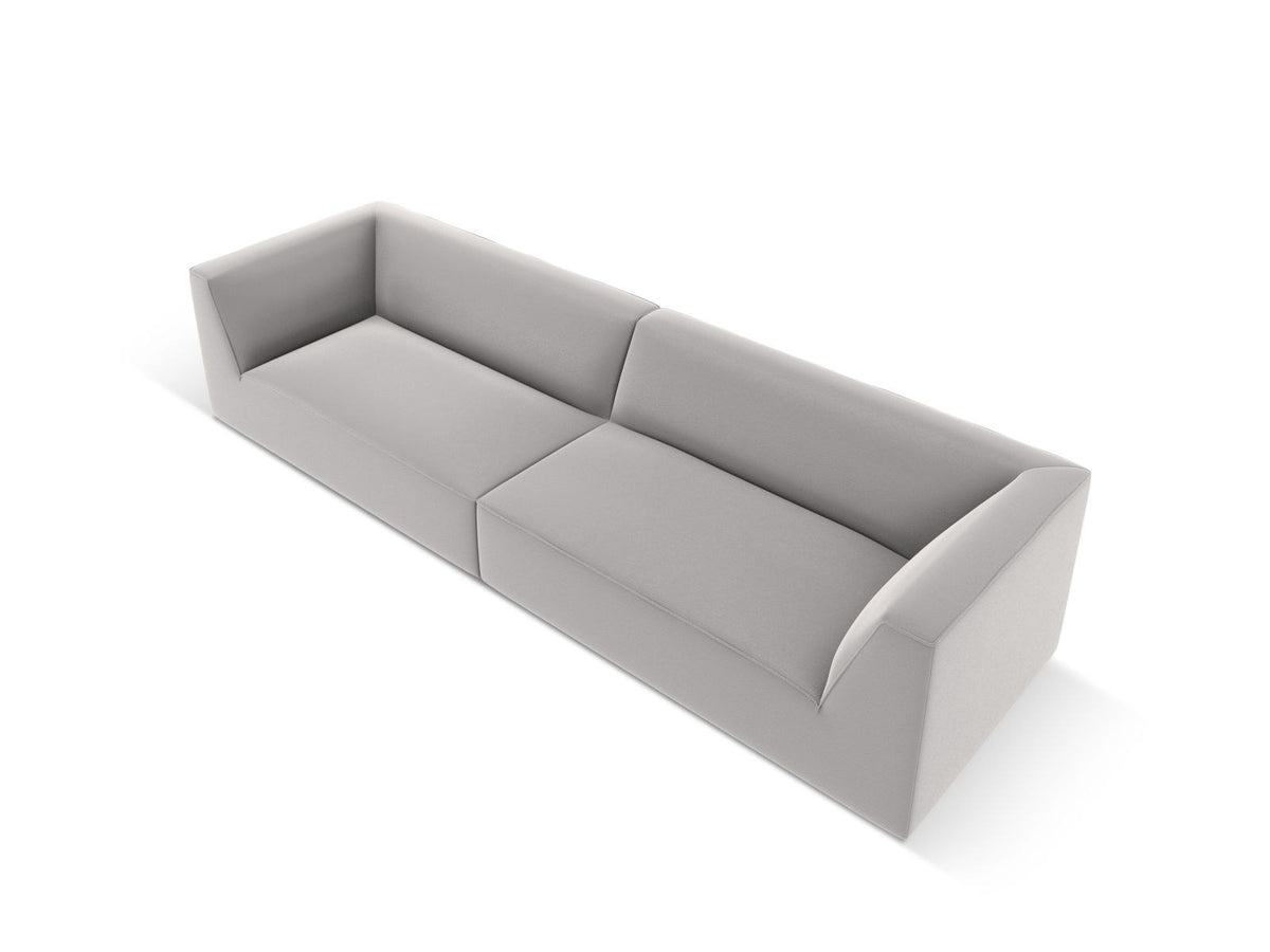 Modulsofa Siena in Light Beige-Pacifico Kunstleder, 4-Sitzer mit schwarzen Kunststoffbeinen, Masse 302x93x69 cm.