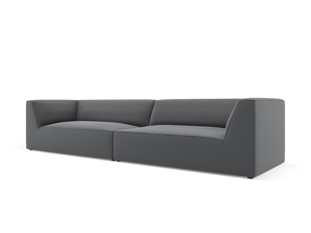 Modulsofa Siena in Light Beige-Pacifico Kunstleder, 4-Sitzer mit schwarzen Kunststoffbeinen, Masse 302x93x69 cm.