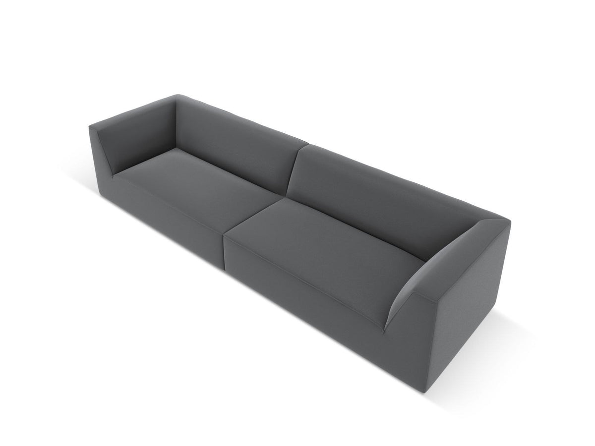 Modulsofa Siena in Light Beige-Pacifico Kunstleder, 4-Sitzer mit schwarzen Kunststoffbeinen, Masse 302x93x69 cm.