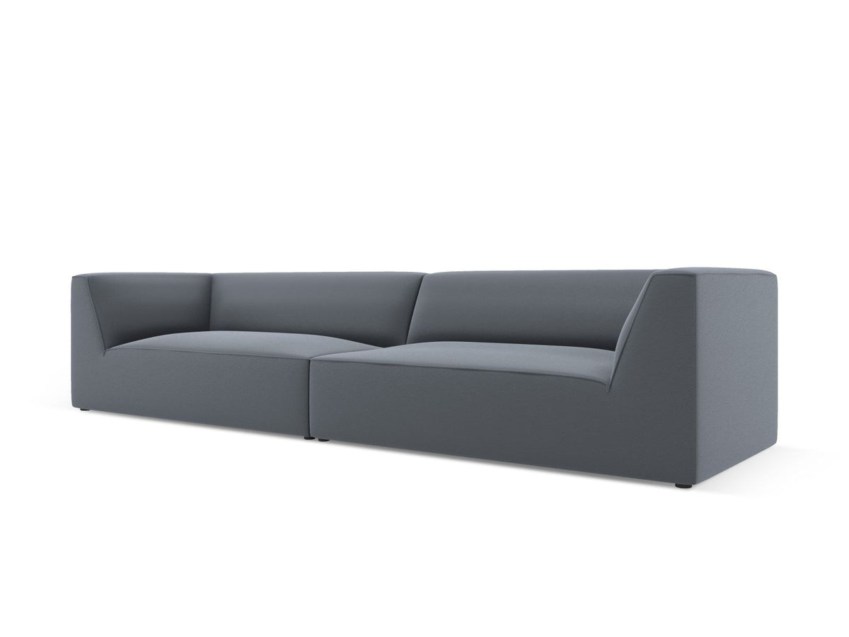 Modulsofa Siena in Light Beige-Pacifico Kunstleder, 4-Sitzer mit schwarzen Kunststoffbeinen, Masse 302x93x69 cm.