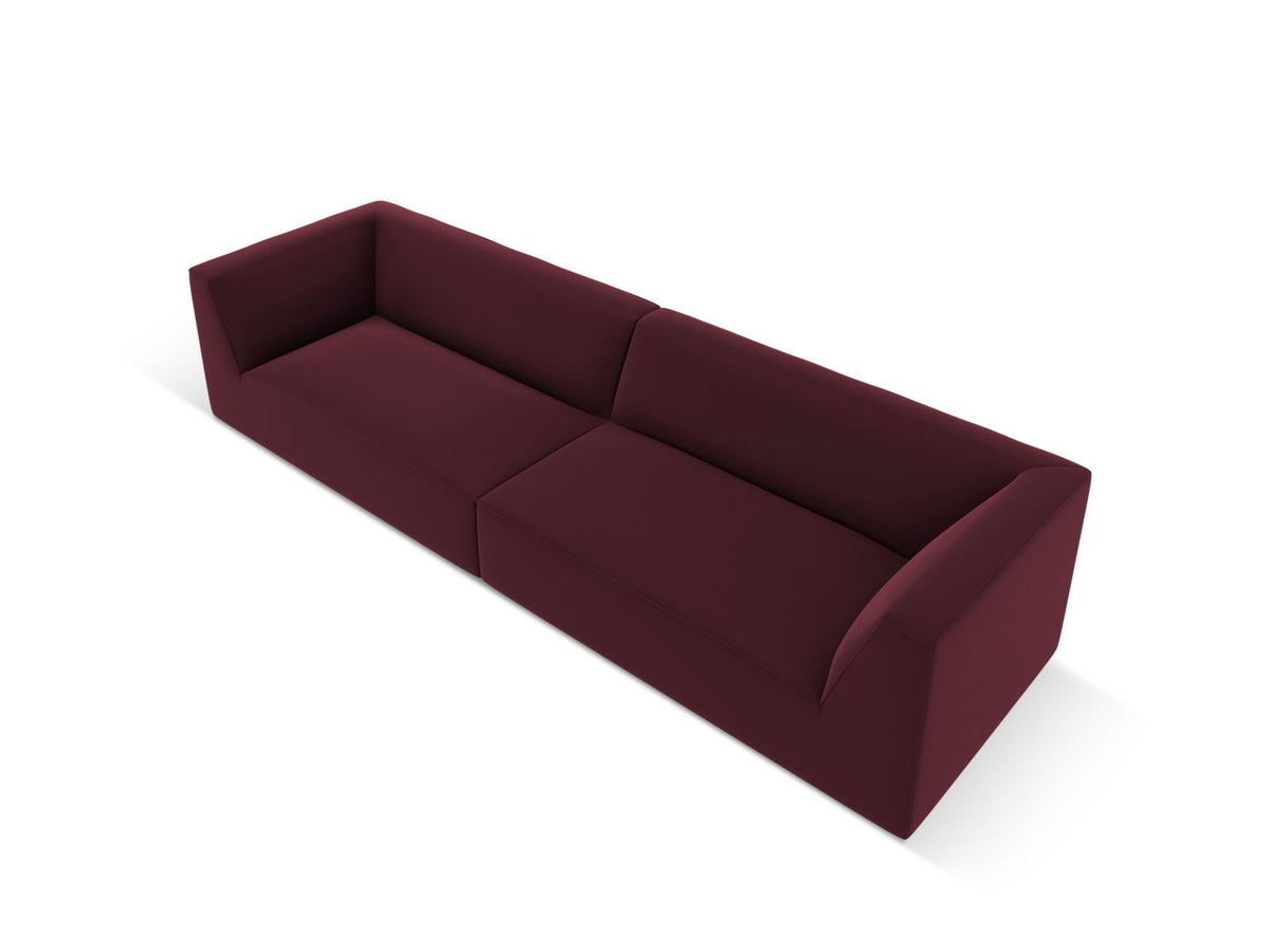 Modulsofa Siena in Light Beige-Pacifico Kunstleder, 4-Sitzer mit schwarzen Kunststoffbeinen, Masse 302x93x69 cm.