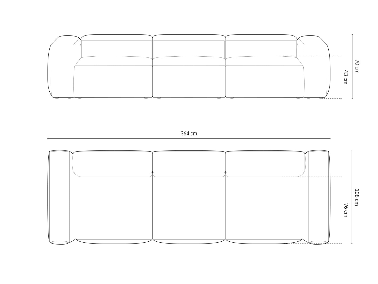 Bergamo Modular Sofa 4 Sitzer in Ivory-Perla präsentiert im Onlineshop von KAQTU Design AG. 4er Sofa ist von Cosmopolitan Design