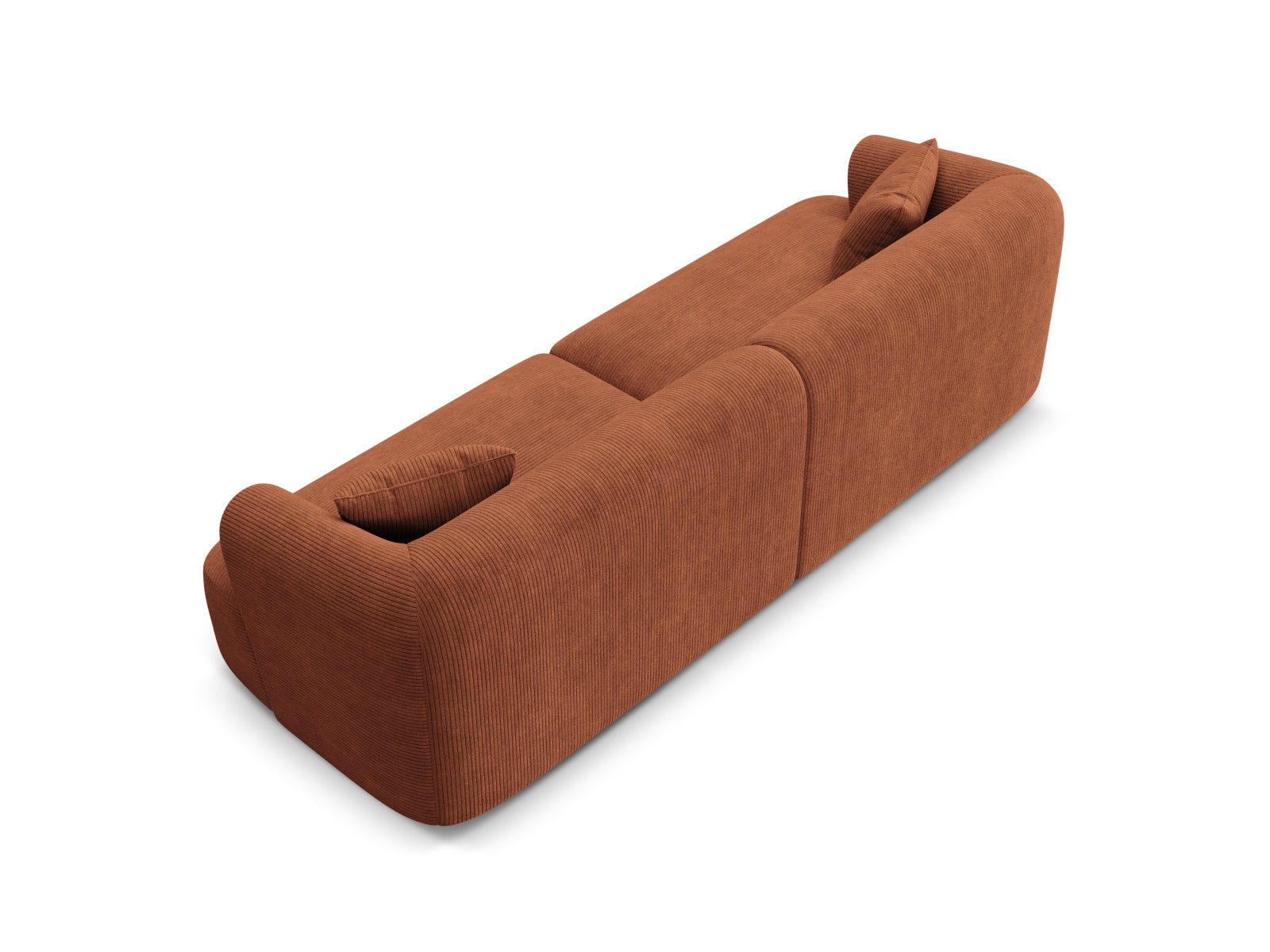 Modulares 4-Sitzer Sofa Campi in ansprechendem Terracotta, perfekt für gemütliche Abende und modernes Wohndesign.
