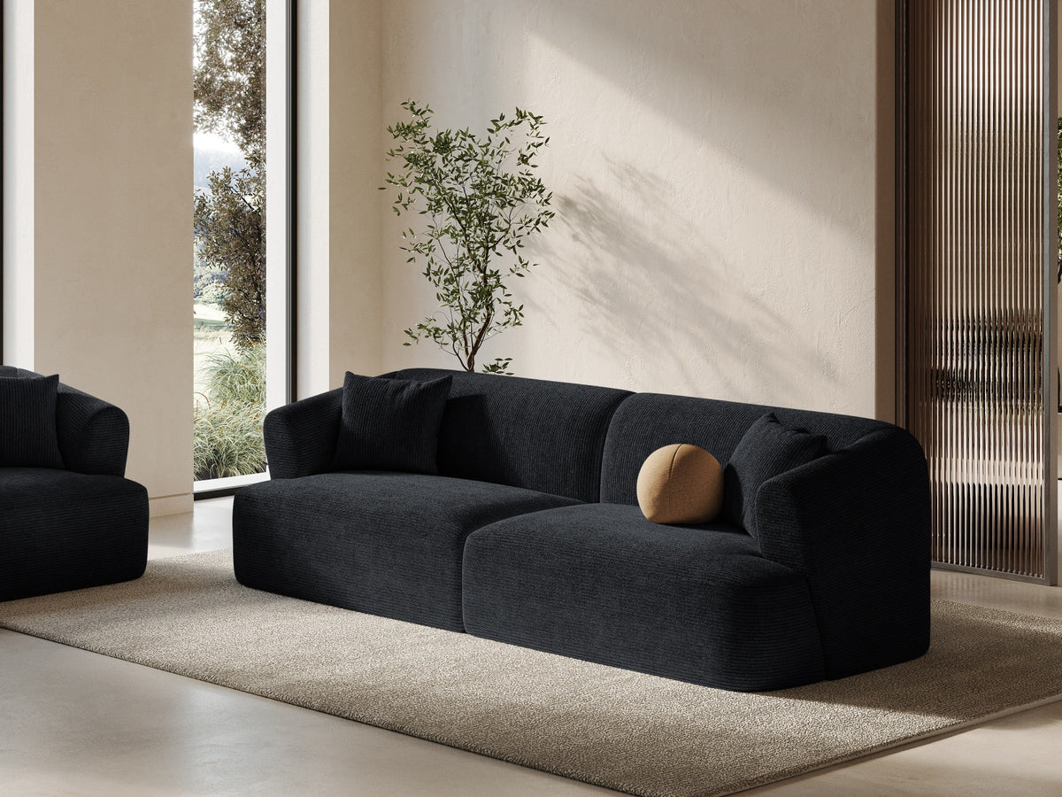 4er Sofa Campi von Cosmopolitan Design mit Stoffbezug und niedrigen schwarzen Beinen