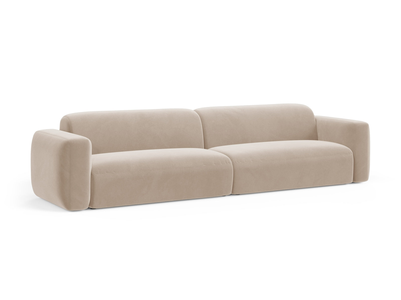 Elegantes Strino Velour Modular Sofa für 4 Personen in stilvollem Beige-Salvador, ideal für moderne Wohnräume.