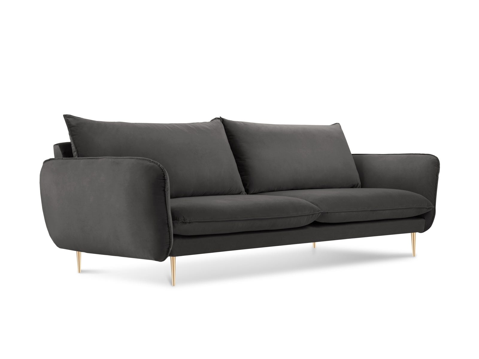 Vienna Velour Sofa 4 Sitzer 92cm in Dark Grey/Gold-Bluvel präsentiert im Onlineshop von KAQTU Design AG. 4er Sofa ist von Cosmopolitan Design