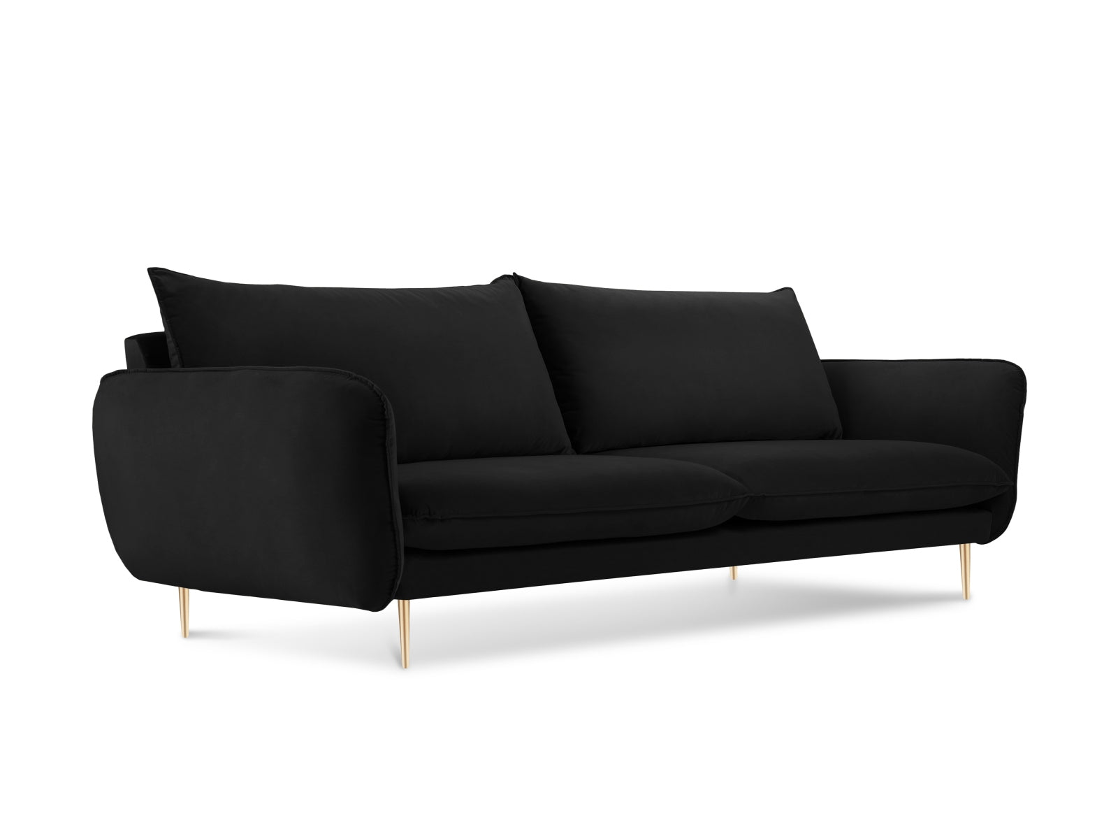 Vienna Velour Sofa 4 Sitzer 92cm in Black/Gold-Bluvel präsentiert im Onlineshop von KAQTU Design AG. 4er Sofa ist von Cosmopolitan Design
