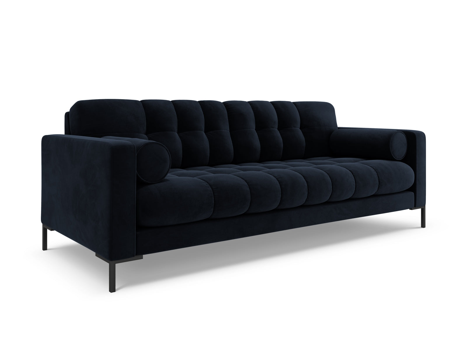 Elegantes 4-Sitzer Sofa Bali in Dunkelblau aus hochwertigem Bluvel-Stoff, ideal für stilvolle Wohnräume und gemütliche Abende.