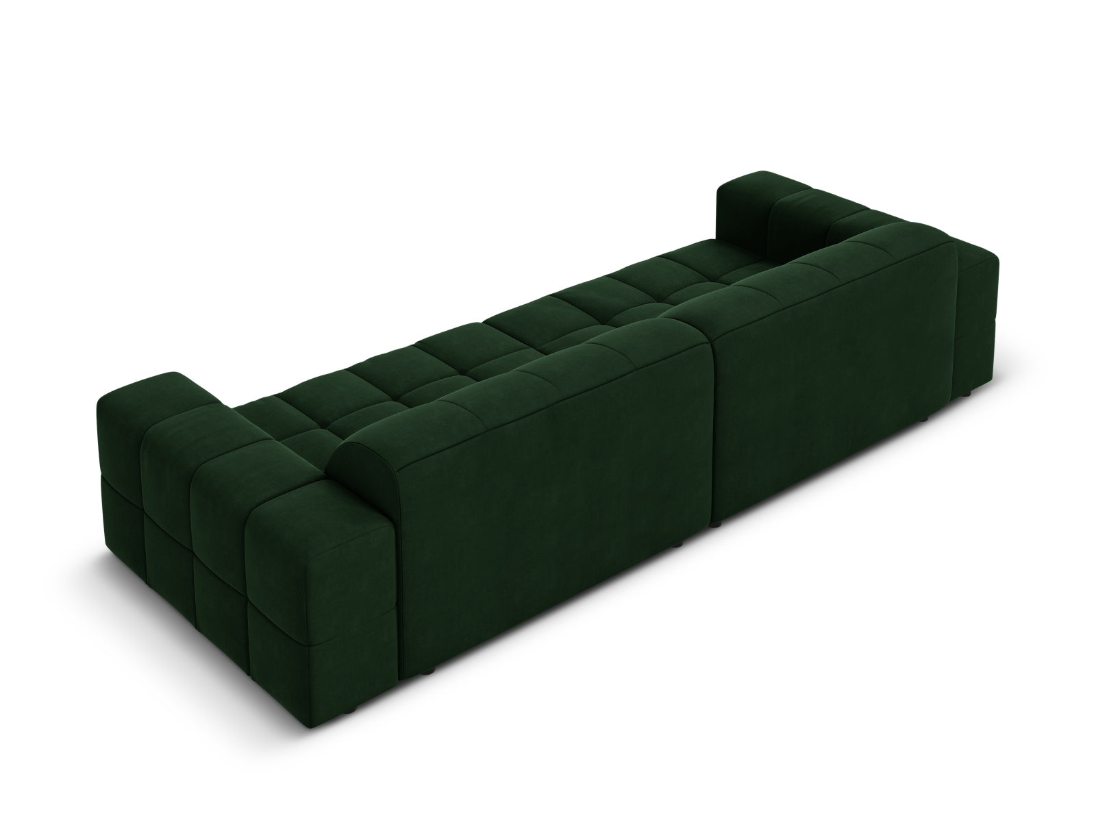 Elegantes 4-Sitzer Sofa aus weichem Velours in tiefem Flaschengrün, ideal für stilvolle Wohnräume und entspannte Stunden.