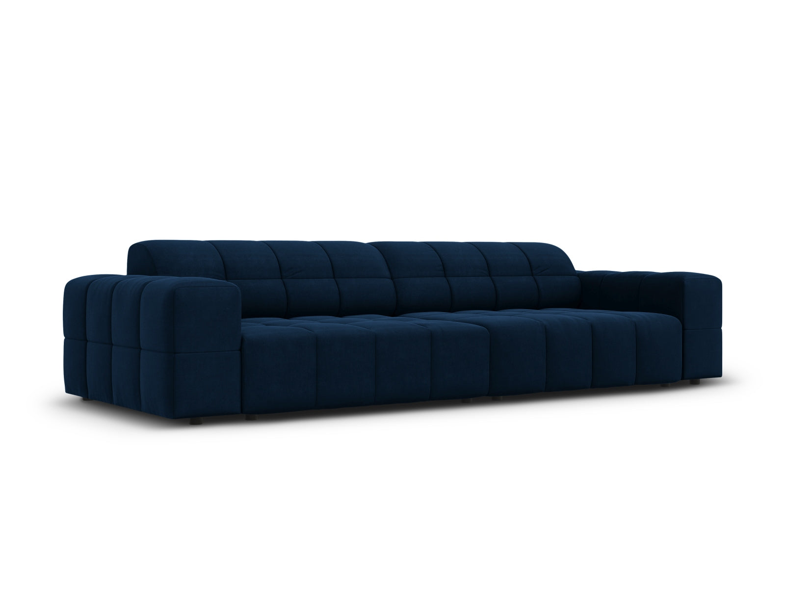 Elegantes Chicago Velour Sofa in Royal Blue, 4-Sitzer mit modernem Design, ideal für stilvolle Wohnräume.