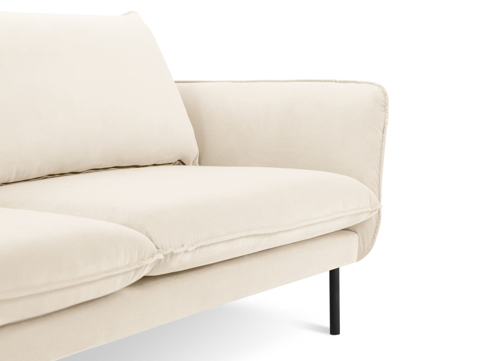 Luxuriöses 4-Sitzer Velours Sofa "Vienna" in sanften Beige- und Schwarz-Tönen, perfekt für stilvolle und gemütliche Wohnzimmer.
