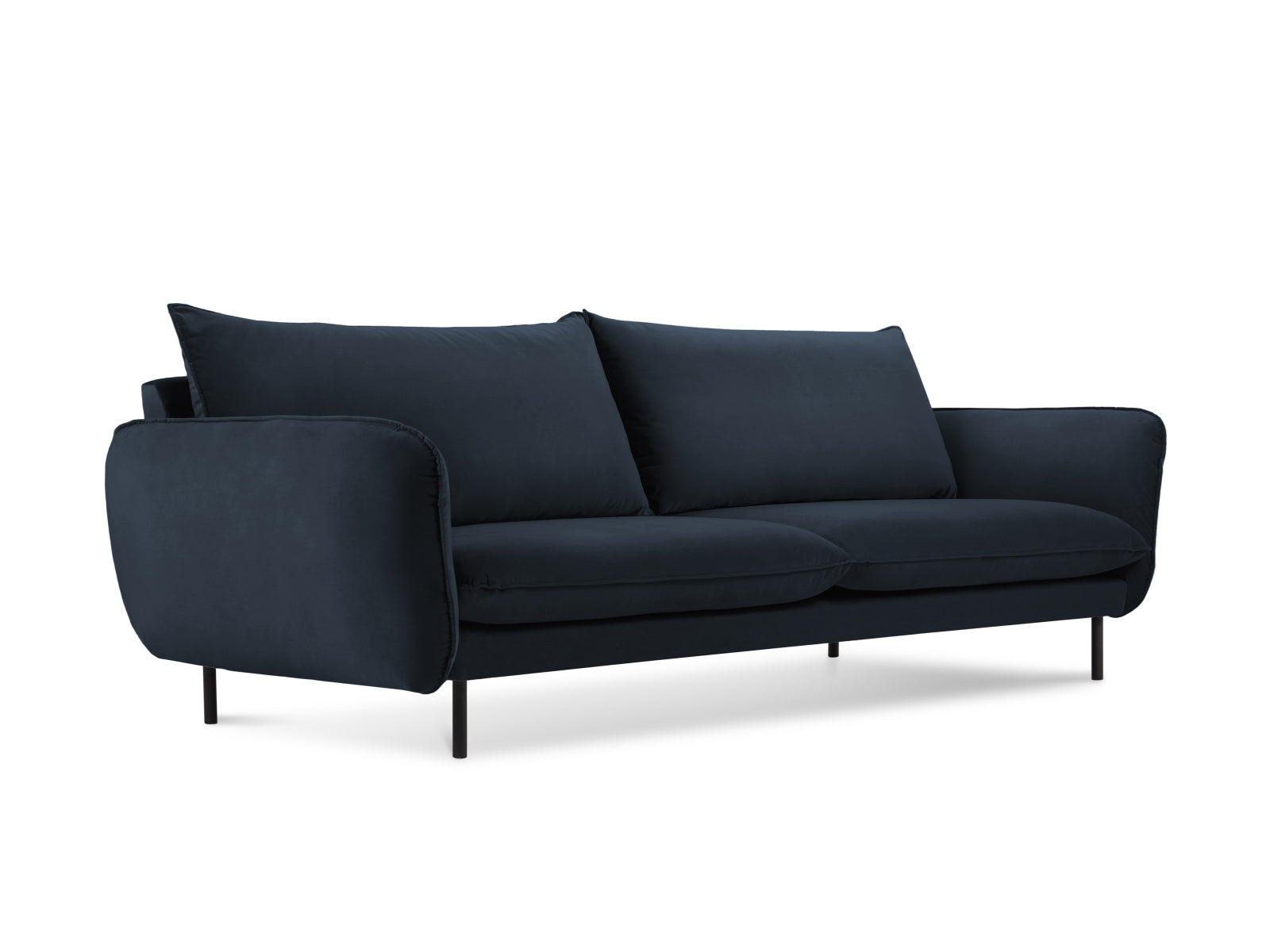 Vienna Velour Sofa 4 Sitzer 92cm in Dark Blue/Schwarz-Bluvel präsentiert im Onlineshop von KAQTU Design AG. 4er Sofa ist von Cosmopolitan Design