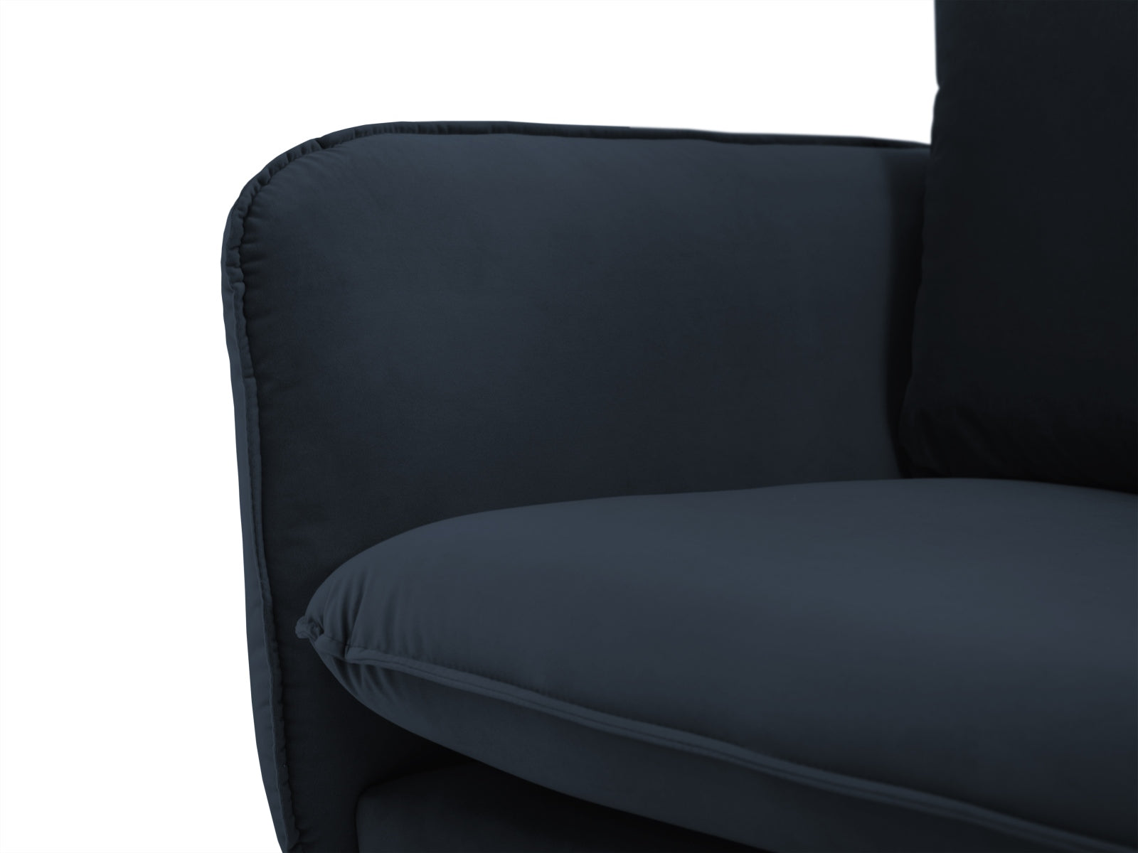 Luxuriöses 4-Sitzer Sofa "Vienna" in edlem Velour, tiefblau, perfekt für moderne Wohnkonzepte und stilvolle Einrichtung.