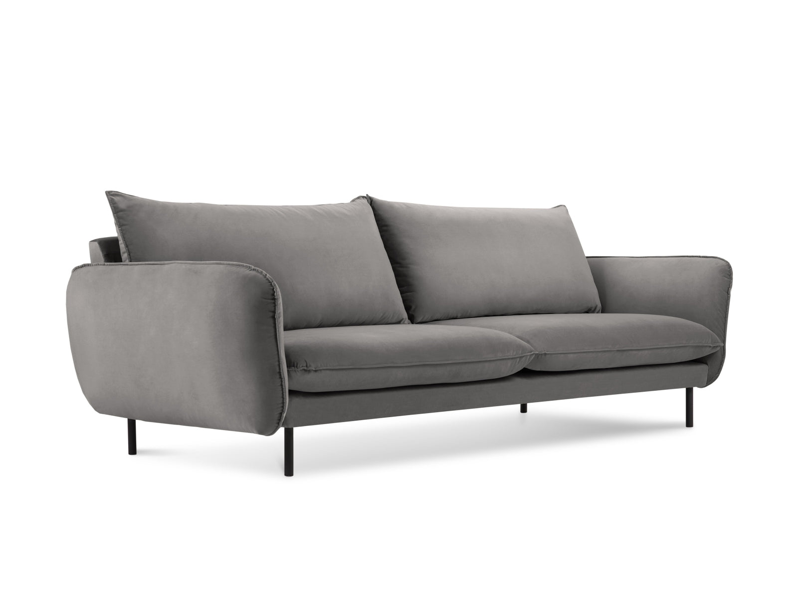 Vienna Velour Sofa 4 Sitzer 92cm in Light Grey/Schwarz-Bluvel präsentiert im Onlineshop von KAQTU Design AG. 4er Sofa ist von Cosmopolitan Design