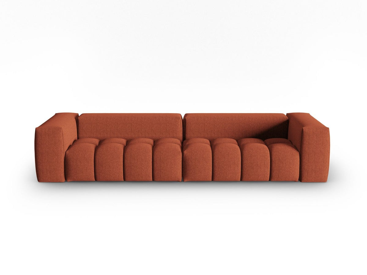 Beiges Verona Modulares Sofa mit 5 Sitzplätzen, Sorella-Strukturstoff, Massivholzrahmen und schwarzen Kunststoffbeinen im Wohnzimmer.