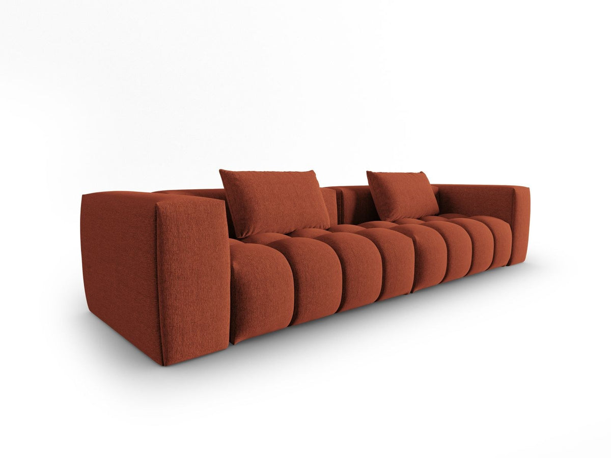 Beiges Verona Modulares Sofa mit 5 Sitzplätzen, Sorella-Strukturstoff, Massivholzrahmen und schwarzen Kunststoffbeinen im Wohnzimmer.