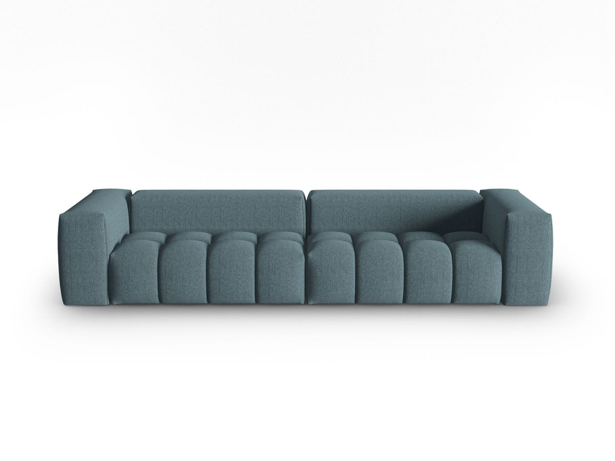 Beiges Verona Modulares Sofa mit 5 Sitzplätzen, Sorella-Strukturstoff, Massivholzrahmen und schwarzen Kunststoffbeinen im Wohnzimmer.