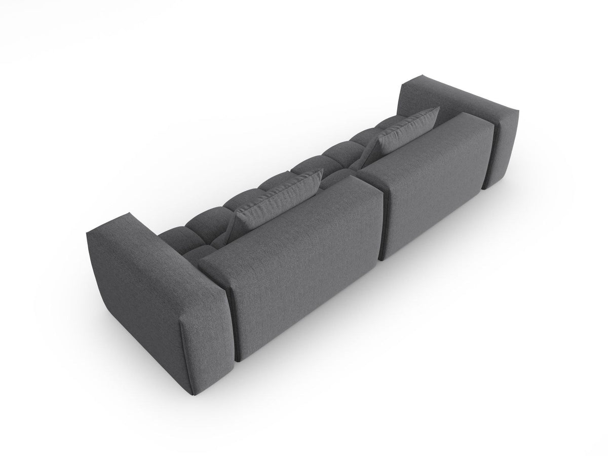 Beiges Verona Modulares Sofa mit 5 Sitzplätzen, Sorella-Strukturstoff, Massivholzrahmen und schwarzen Kunststoffbeinen im Wohnzimmer.
