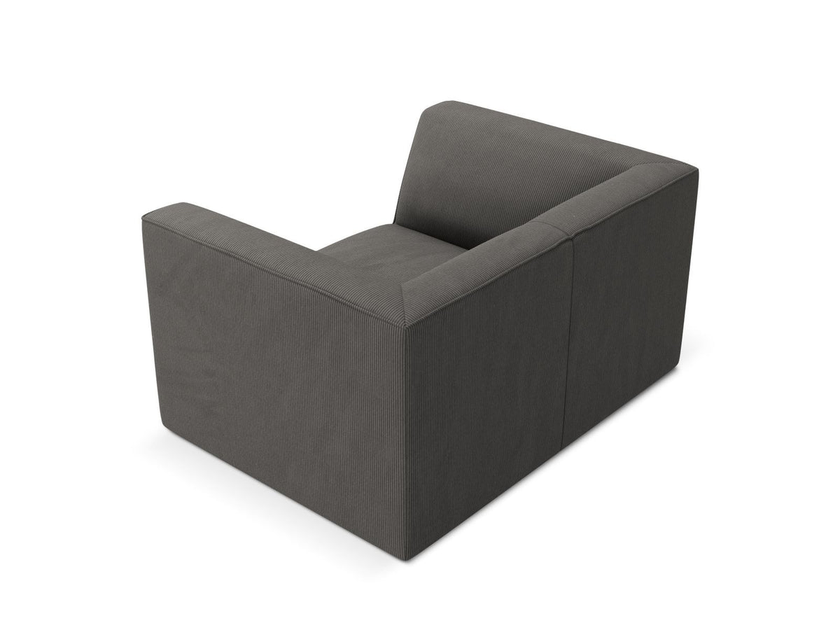 Sessel Siena 1-Sitzer von Cosmopolitan Design mit gelbem Ottawa-Stoffbezug, Massivholzrahmen und schwarzen Kunststoffbeinen aus Polypropylen.