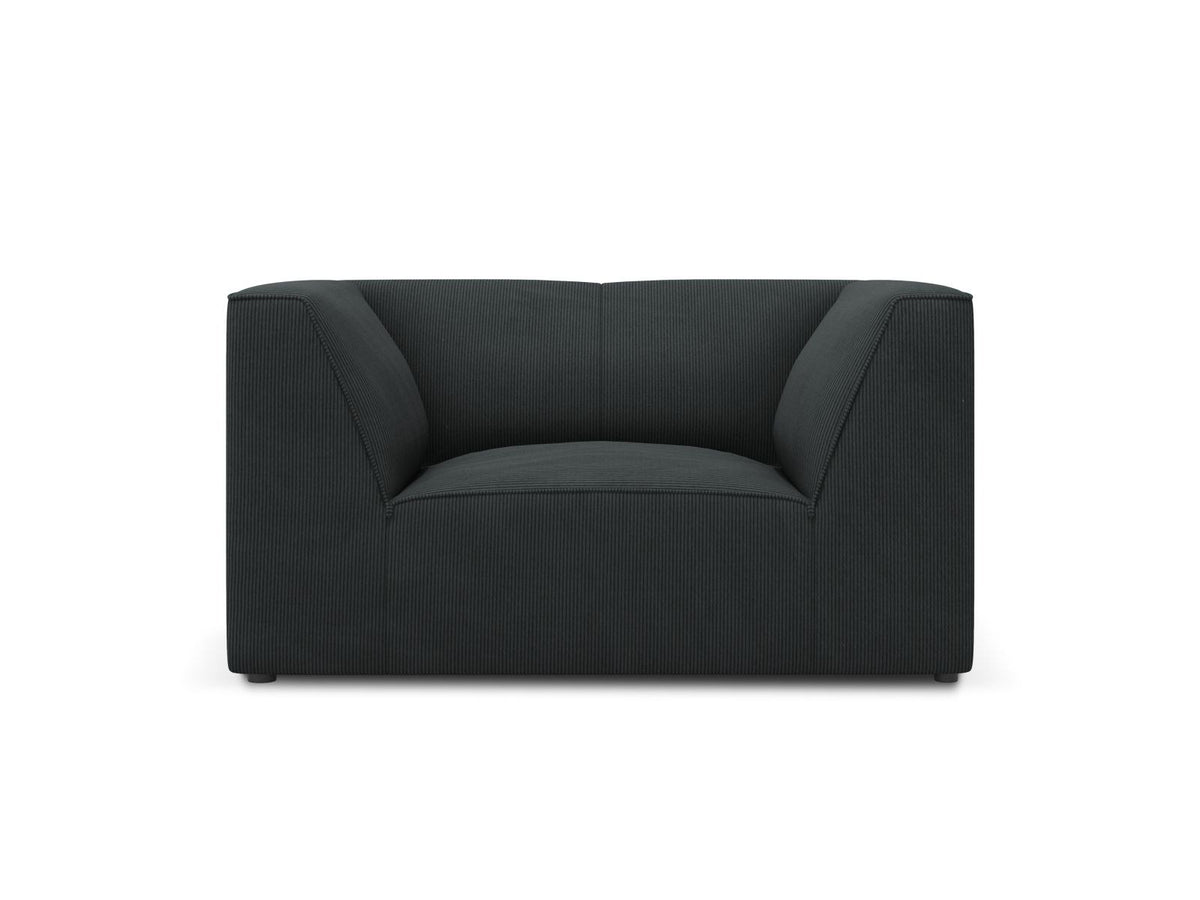 Sessel Siena 1-Sitzer von Cosmopolitan Design mit gelbem Ottawa-Stoffbezug, Massivholzrahmen und schwarzen Kunststoffbeinen aus Polypropylen.