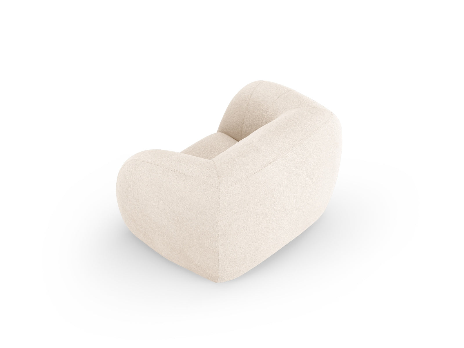 Eleganter Essen Boucle Armchair 1 Sitzer in sanftem Beige, perfekt für einladende Wohnambiente und entspannende Momente.