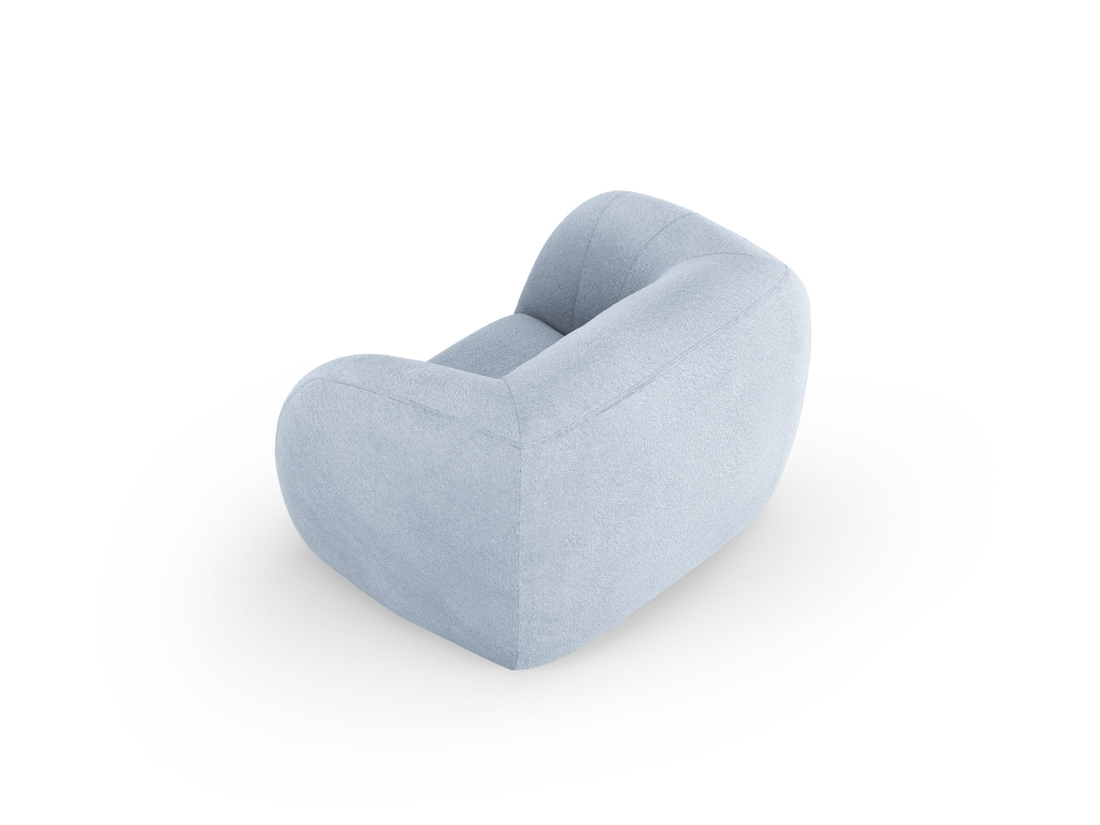 Eleganter Essen Boucle Armchair 1 Sitzer in sanftem Hellblau, ideal für komfortable Entspannung und geschmackvolle Einrichtung.