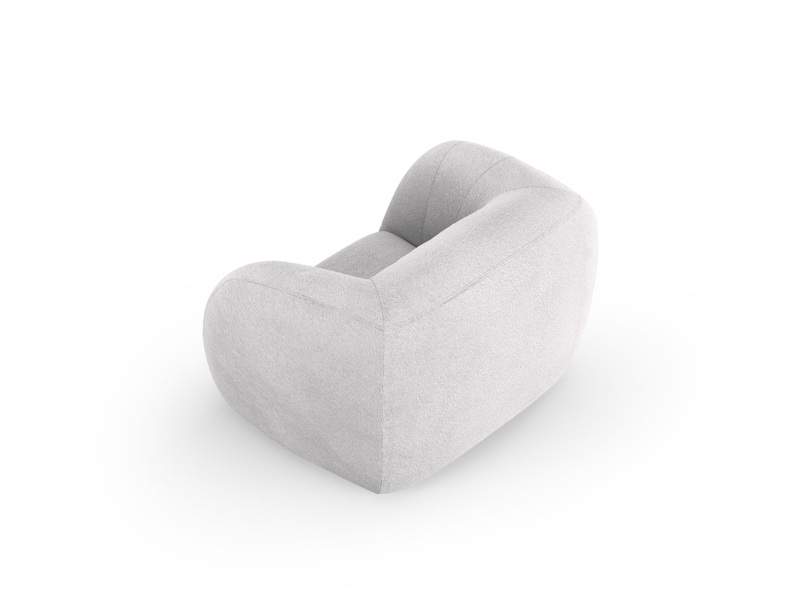 Eleganter Essen Boucle Armchair 1 Sitzer in sanftem Hellgrau, ideal für komfortable Sitzgelegenheiten und modernes Wohndesign.