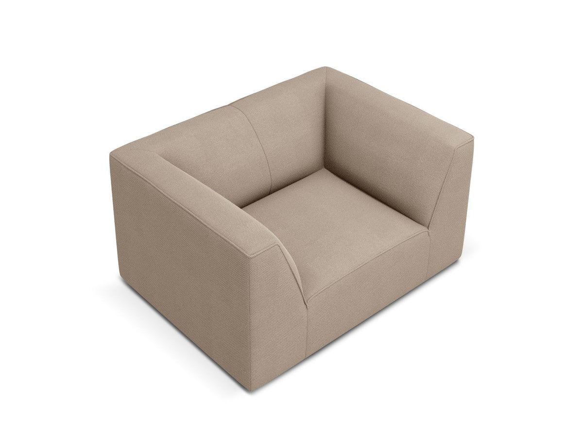 Sessel Siena 1-Sitzer von Cosmopolitan Design mit gelbem Ottawa-Stoffbezug, Massivholzrahmen und schwarzen Kunststoffbeinen aus Polypropylen.