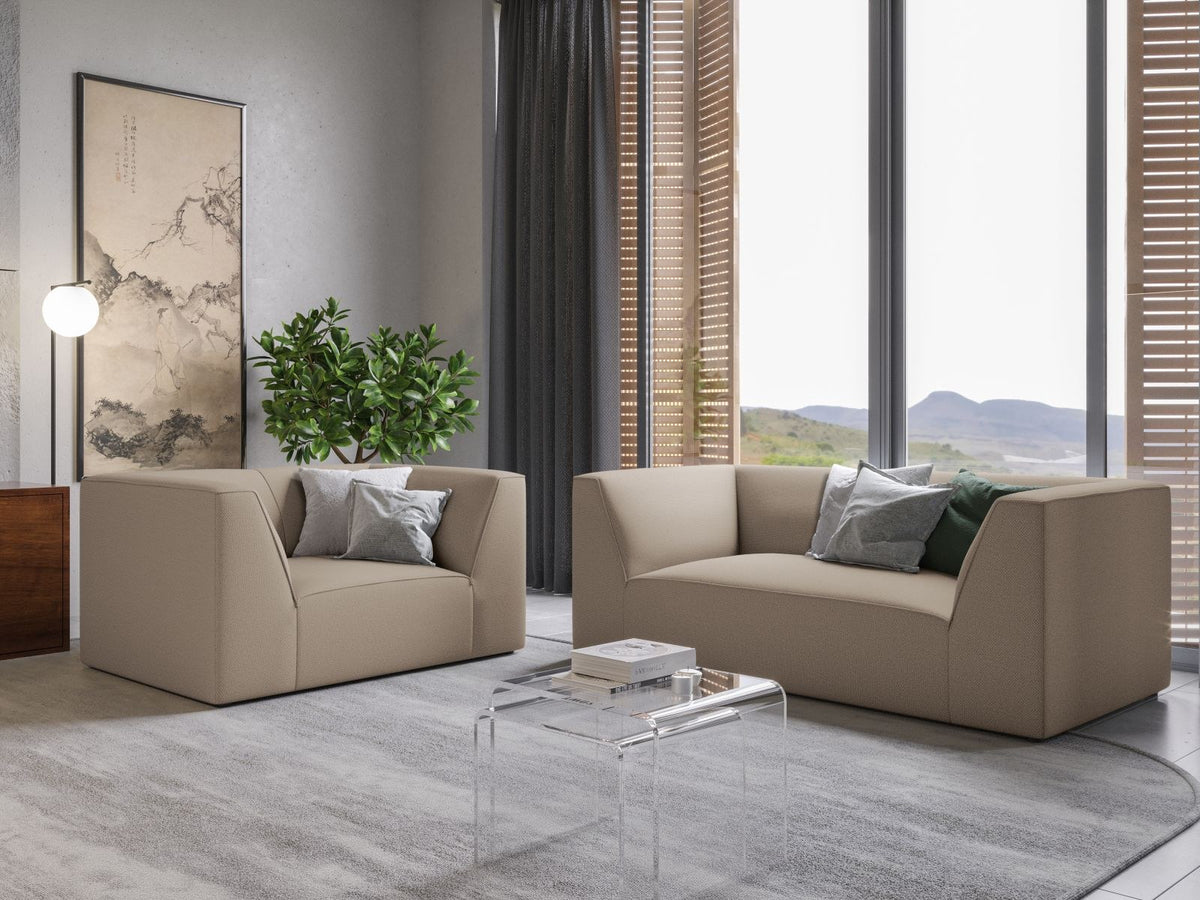 Sessel Siena 1-Sitzer von Cosmopolitan Design mit gelbem Ottawa-Stoffbezug, Massivholzrahmen und schwarzen Kunststoffbeinen aus Polypropylen.