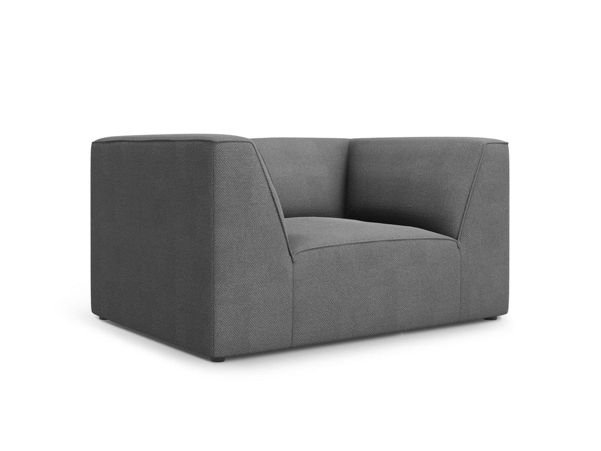 Sessel Siena 1-Sitzer von Cosmopolitan Design mit gelbem Ottawa-Stoffbezug, Massivholzrahmen und schwarzen Kunststoffbeinen aus Polypropylen.